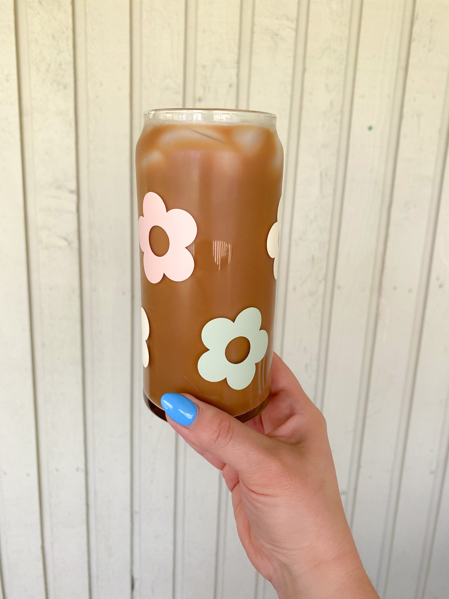 Pastel Retro Daisy 20 oz. Can Glass
