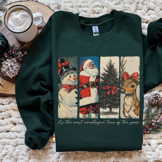 Retro Christmas Icons Crewneck – “Most Wonderful Time of the Year” Sweatshirt