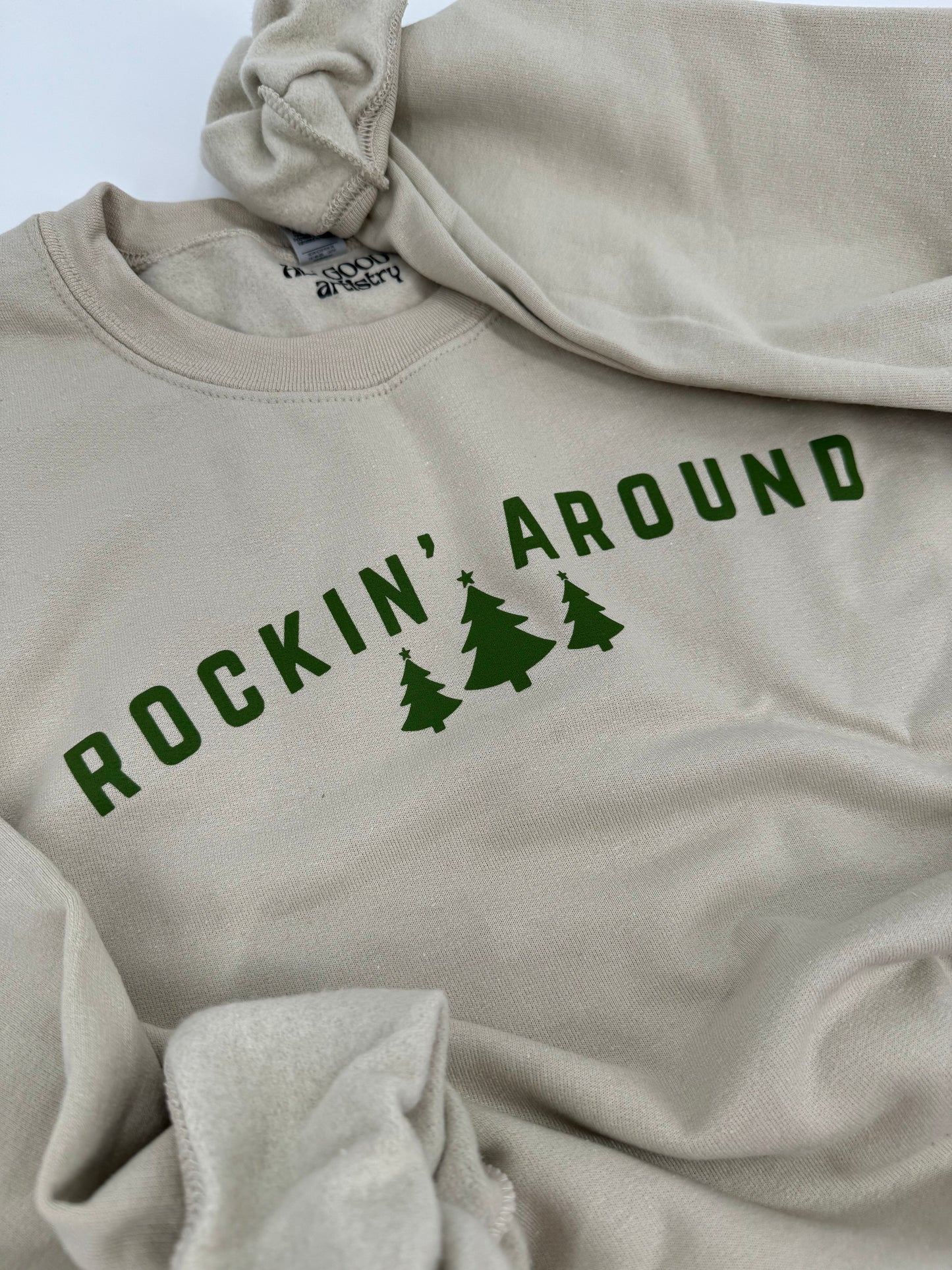 Rockin’ Around Holiday Crewneck – Minimalist Christmas Sweatshirt